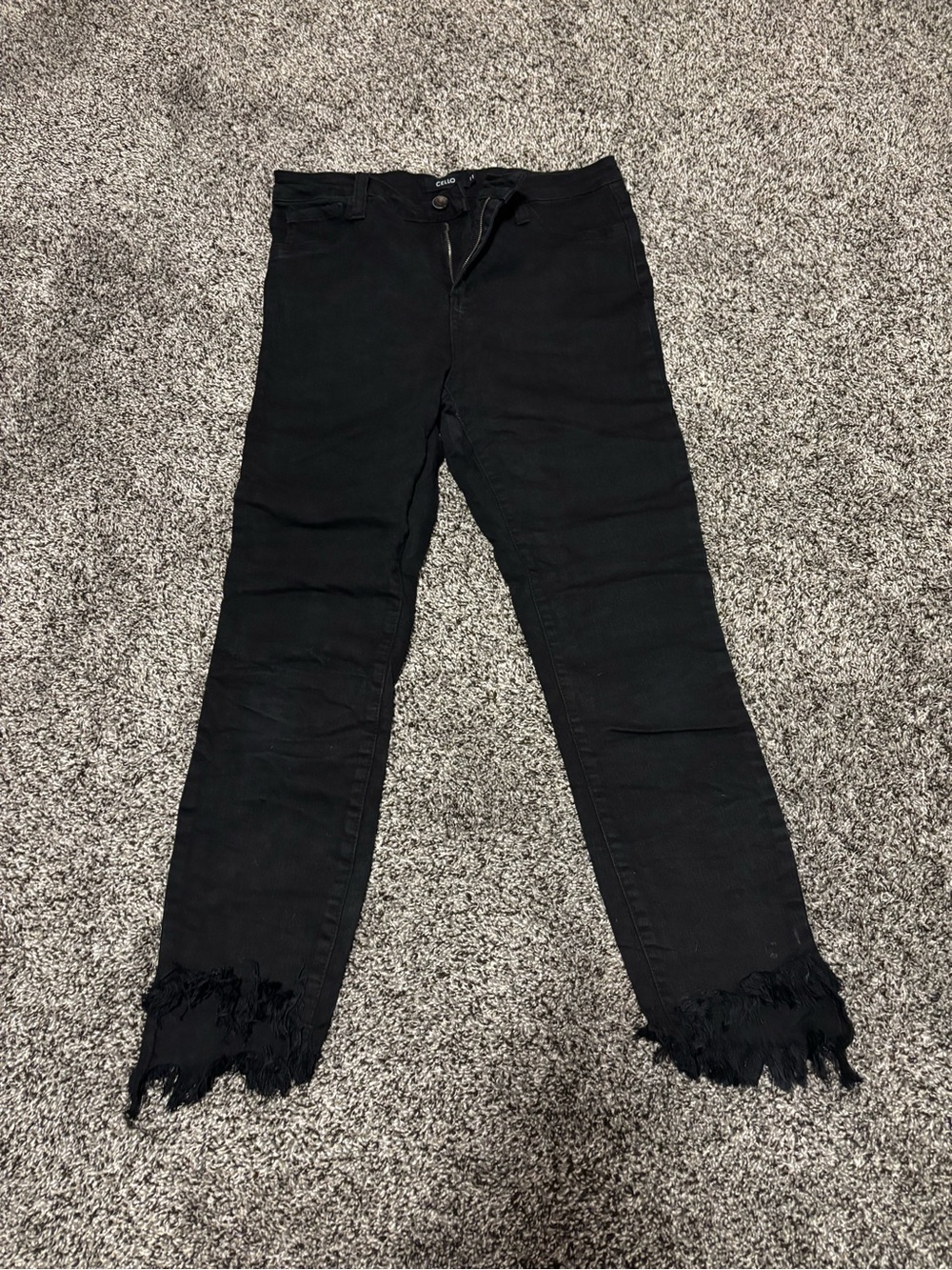 Cello Black Ankle Jeans with Frayed Hem